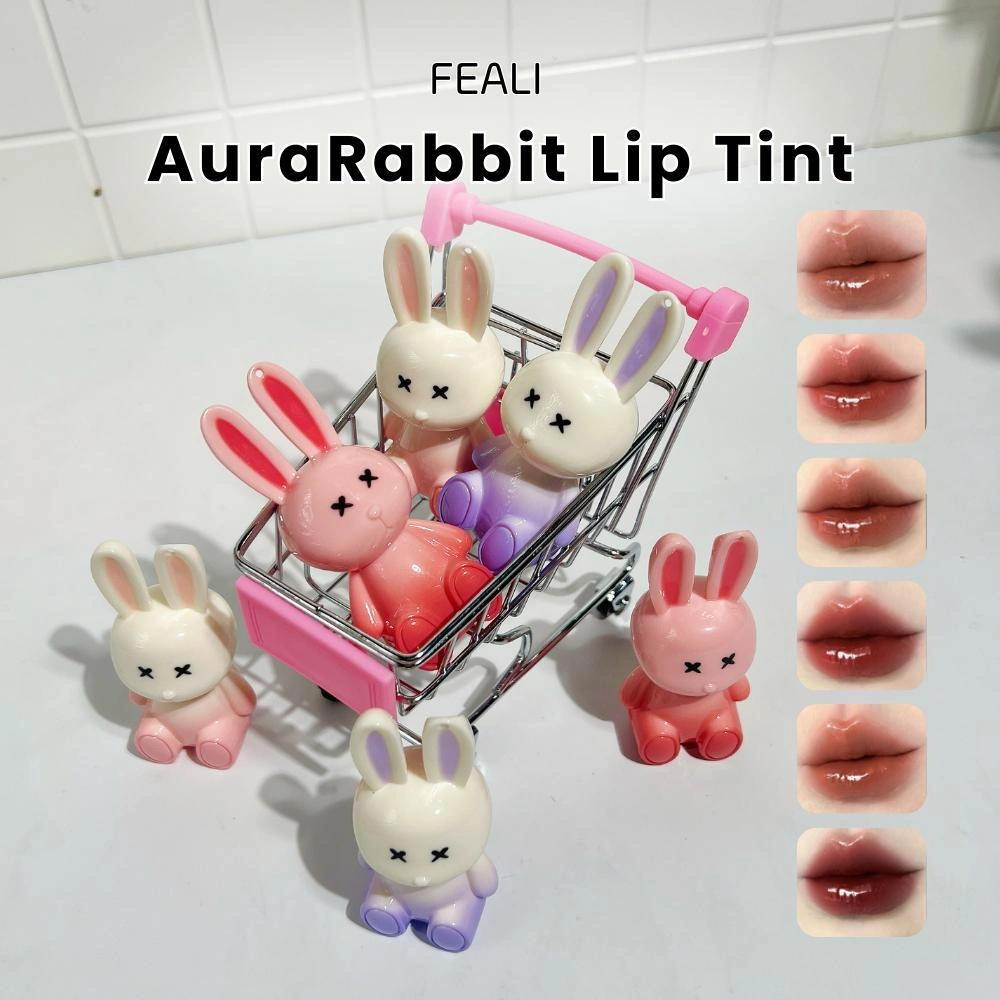 [BPOM] FEALI AuraRabbit Lip Tint Bentuk Kelinci + Gantungan Kunci Lucu | Liptint Glossy 6 Warna Cantik