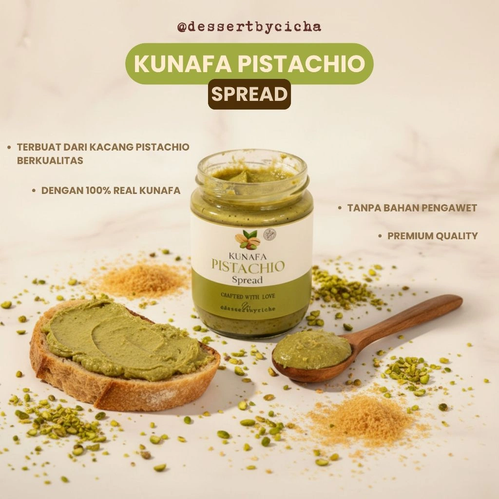 SELAI KUNAFA PISTACHIO SPREAD - ISIAN COKLAT DUBAI - PREMIUM