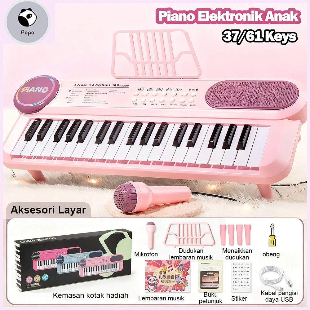 Mainan Piano Anak Elektronik 61/37 Keys Digital Elektronik Piano MIC Keyboard Mainan Music Anak Edukasi Awal Untuk