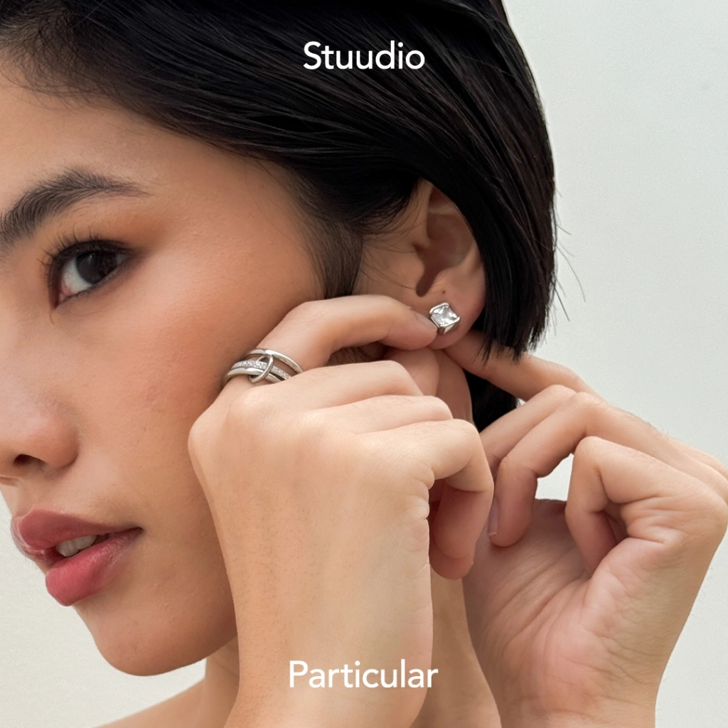 Stuudio Particular - SOLENNE STUD Earrings Anting Minimalis Wanita Sterling Silver S925 Anti Karat