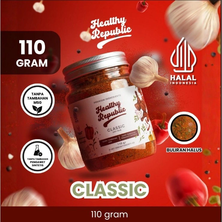 Healthy Republic Dry Rub Bumbu Marinasi Serba Guna Rendah Kalori Rendah Lemak Spices 110Gram