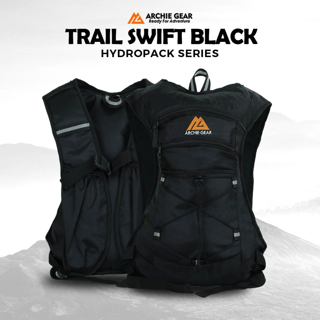 ARCHIE GEAR Hydropack Vest Outdoor Trail Swift Black Muncak Mendaki Pendaki Tektok Olahraga Trailrun Sepeda Lari