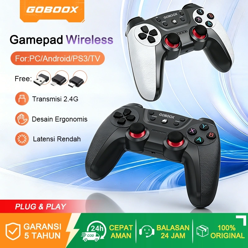 GOBOOX Gamepad Android Wireless 2.4G OTG GamePad Joystick Windows PC Laptop HP Gaming Game Pad Controller (Free:USB*1 Type-C*1 Miscro*1)