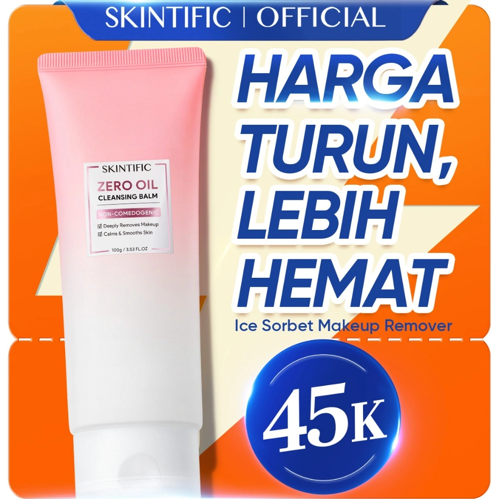 SKINTIFIC Balsem Pembersih Tanpa Minyak – Cocok Kulit Berminyak/Berjerawat/Semua Jenis – Hapus Makeup Cepat,Lembut,Tenang,Cerah | Micellar Water/Minyak/Balsem