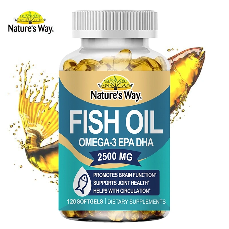 Omega 3 Fish Oil Capsules 2500 mg with EPA & DHA Fatty Acids Supplement Immune and Helath Support Promotes Joint, Eye and Skin Health 120pcs Kapsul minyak ikan meningkatkan kekebalan tubuh dan kesehatan untuk meningkatkan kesehatan sendi, mata dan kulit