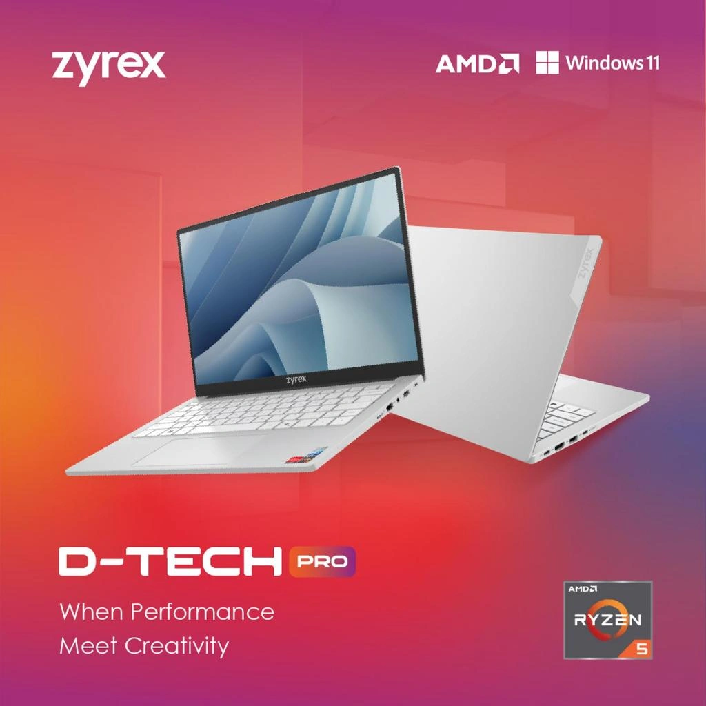 ZYREX D-TECH PRO V2 RYZEN 5 6600H 16GB 512GB W11 14.0FHD IPS BLIT LAN 1Y GRY