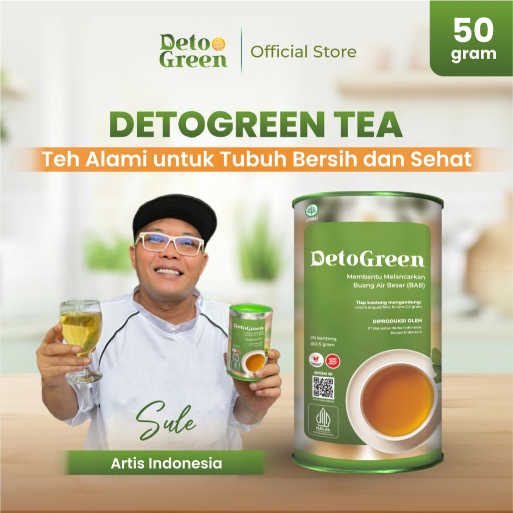 DETOGREEN Teh Herbal Detox Sistem Pencernaan 50 Gram