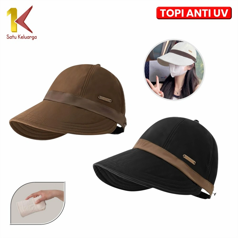 Satu Keluarga Topi Anti UV P646 Topi Wanita Korea Fashion Dengan Kait Masker Topi Hijab Hat Serbaguna