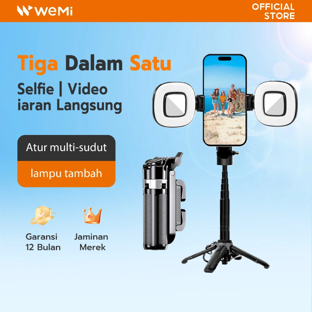 WEMI tongsis tripod remote bluetooth Extendable Grip Mini Selfie konten kreator M1/tripod konten kreator bisa gerak