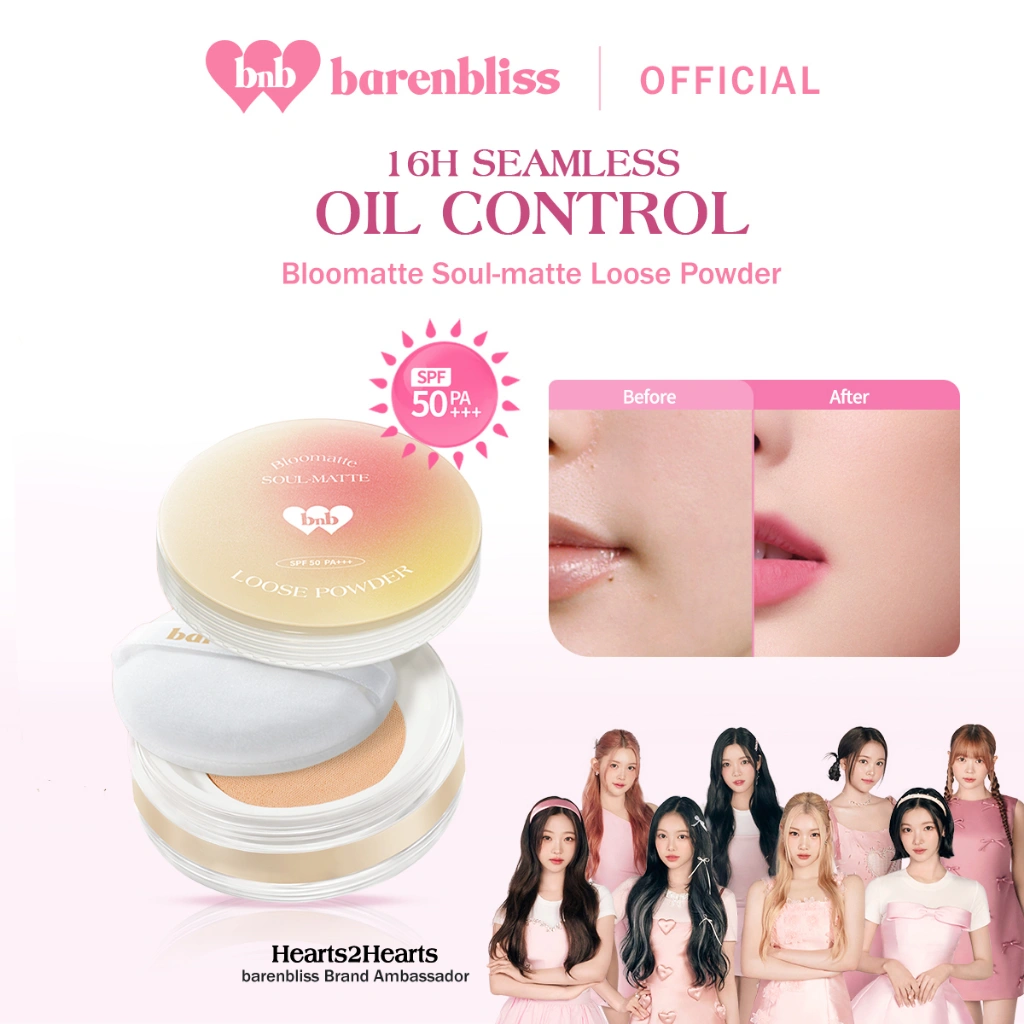 [BEST SELLING] BNB barenbliss Bloomatte Soul-Matte Loose Powder Korea Bedak Tabur Bedak Tabur 16 Jam Tahan Lama Kontrol Minyak & SPF 50 Cocok untuk Semua Jenis Kulit!