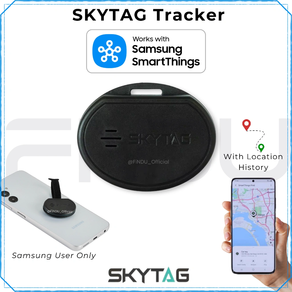 SKYTAG - Smart Tag / Tracker Work With Samsung SmartThings Find Device / Android GPS Location History SmartTag 2