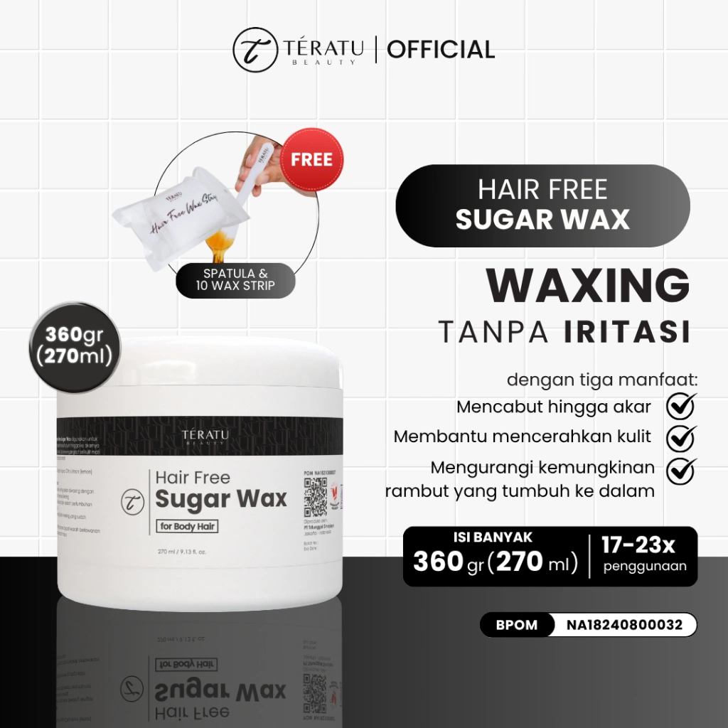 TERATU BEAUTY Hair Free Sugar Wax Natural Body Hair Waxing 270 ml / 360 gr (Waxing Penghilang Bulu Rambut)