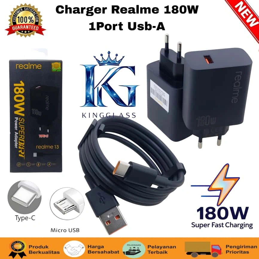 Charger Ori 100% Realme 13 5G 180W Superddart Support FastCharging super Vooc kompatible semua hp smartphone android Terlaris Smol