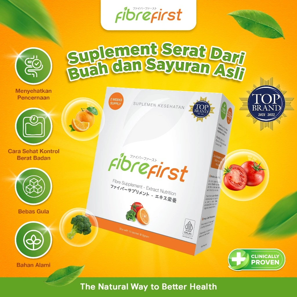 FibreFirst Diet & Detox Isi 15 Sachets - Minuman Fiber Supplement Membantu Melancarkan Pencernaan