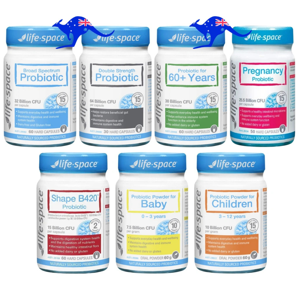 Life Space Probiotic Broad Spectrum / Double Strength Probiotics / 60+ Years Year Plus / Baby Powder 60g / For Children 60 g / Cholesterol Support / LifeSpace Probiotik Pregnancy Breastfeeding Breast feeding / Shape B420 B 420