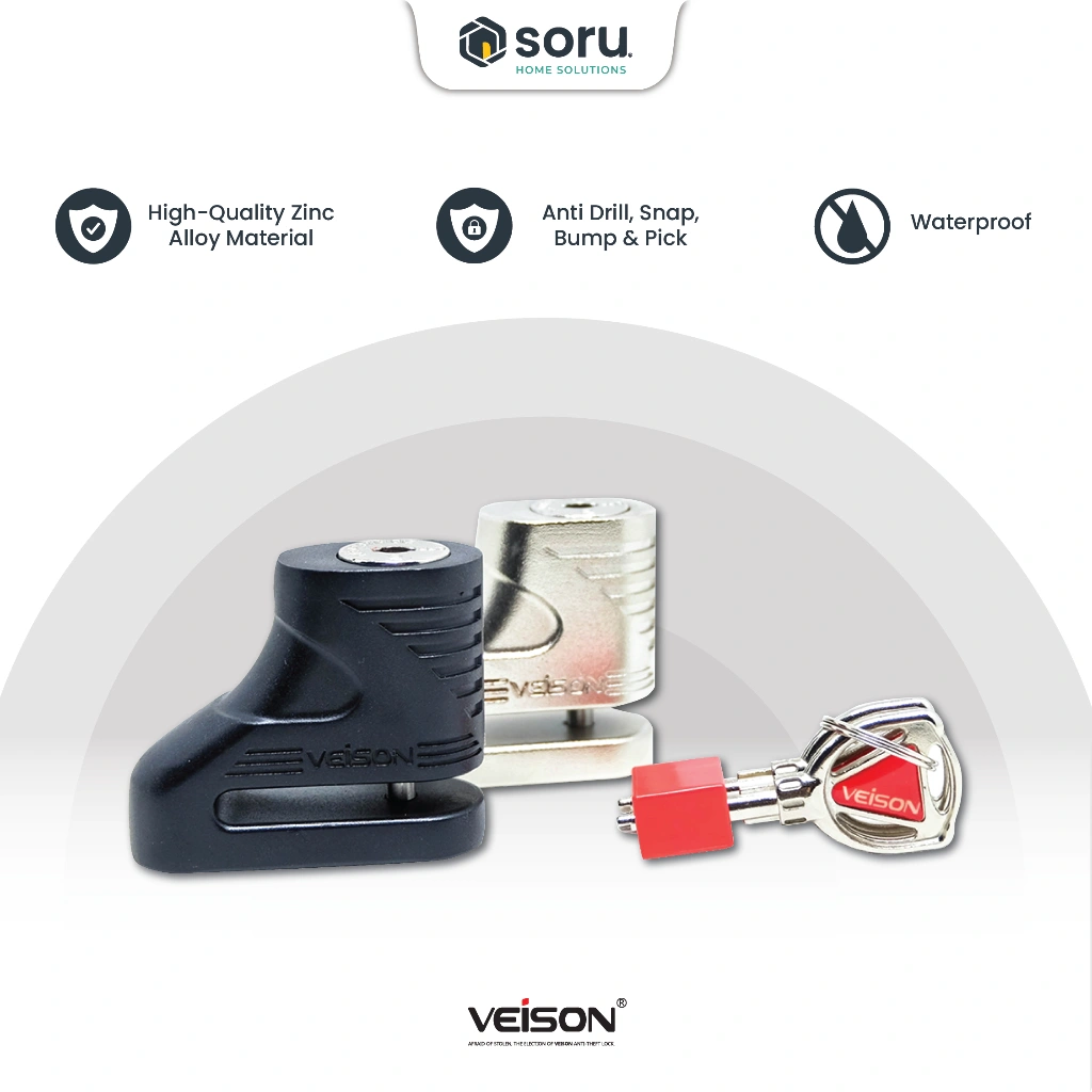 SORU - Gembok Cakram Motor Sepeda Anti Maling - Discbrake Lock High Quality Zinc Alloy - VEISON VDX3