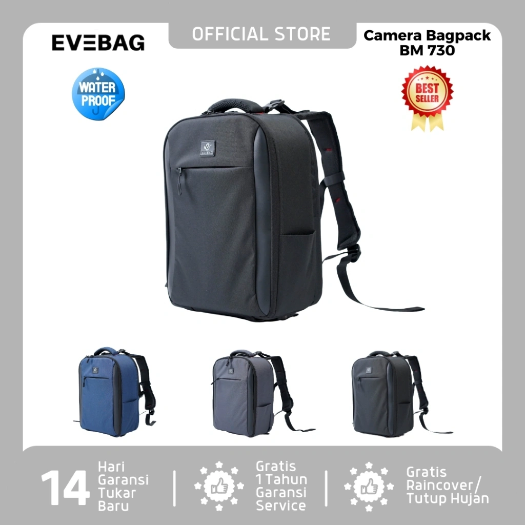 EVEBAG BM730 Tas Kamera Ransel Backpack Camera DSLR Mirrorless Laptop Drone Shockproof Free Raincoat