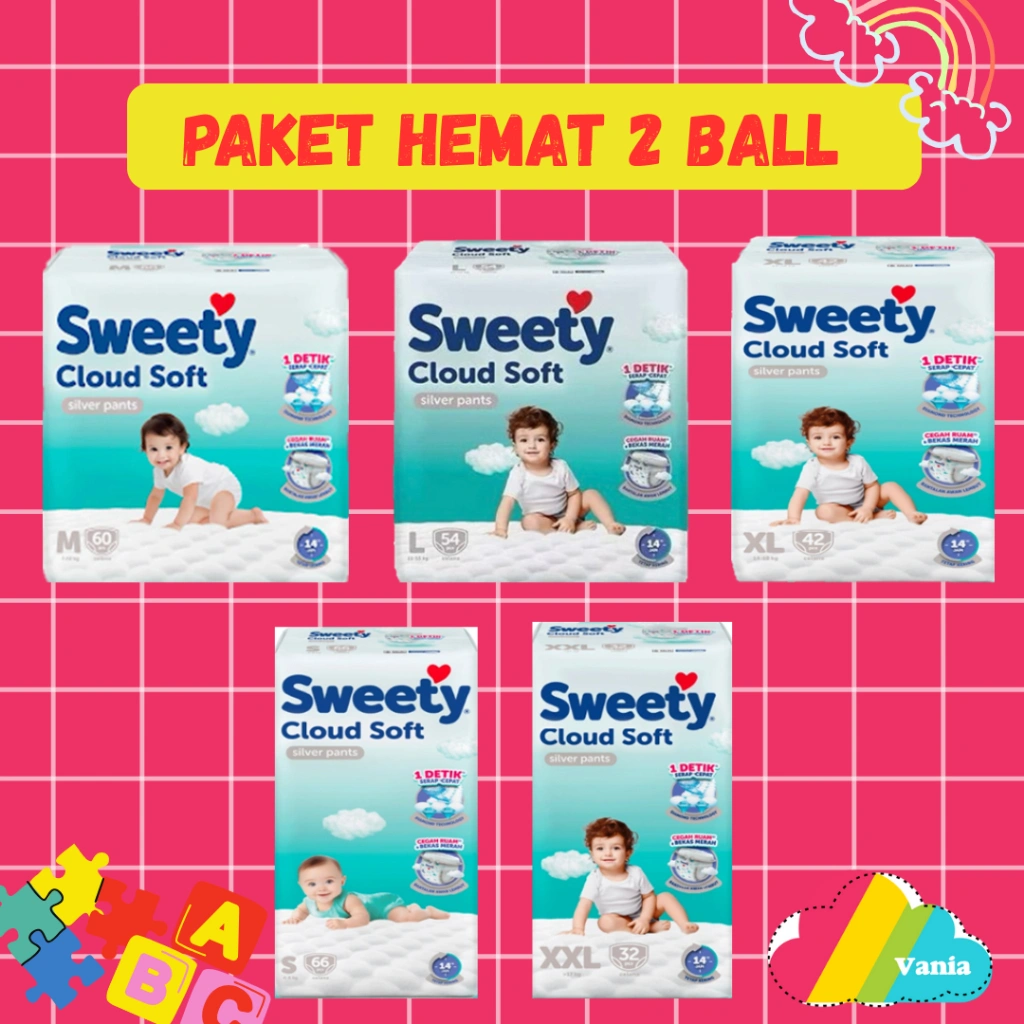 Paket 2 Ball Sweety Silver S66, M60, L54, XL42, XXL32 lebih hemat murah