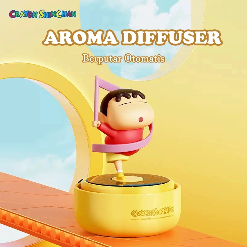 ROTATING Diffuser Aromaterapi Shinchan Lucu Solar Powered Dashboard Mobil Berputar Otomatis Bertenaga Matahari