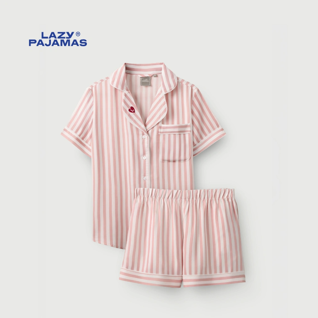 Lazy Pajamas® Classic PLAY Pajamas Set - Pink Stripes | Piyama | Baju Tidur