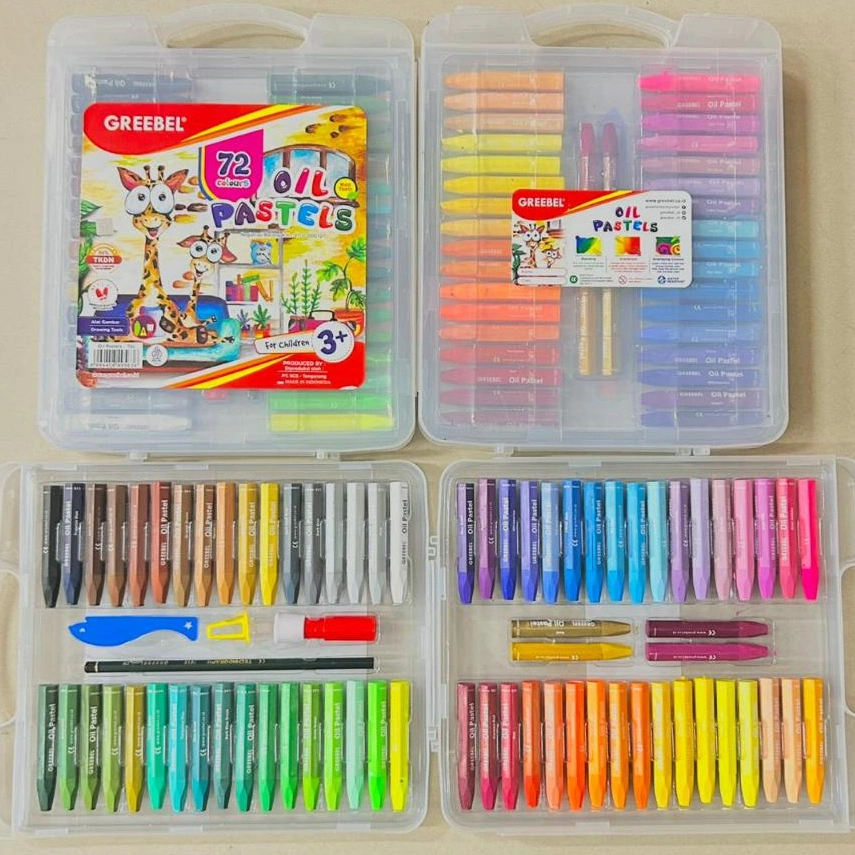 [TERLARIS] GREEBEL Crayon Krayon 18 / 24 / 36 / 48 / 55 / 72 Warna Kids Oil Pastel Krayon Set Crayon Greebel