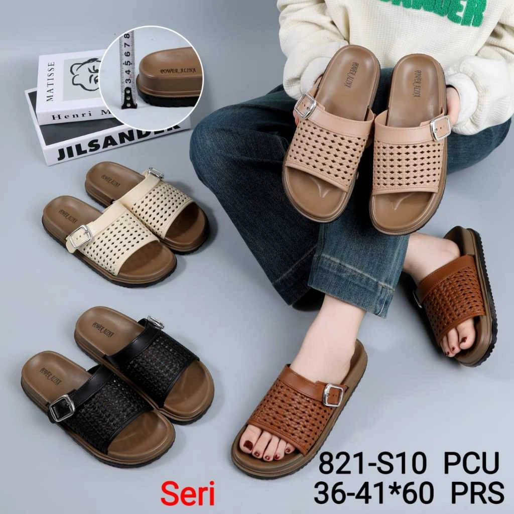 Sandal Wanita Terbaru/Sendal Selop Karet Alina 821 S3 PCU/Sendal Jelly Flat Kekinian
