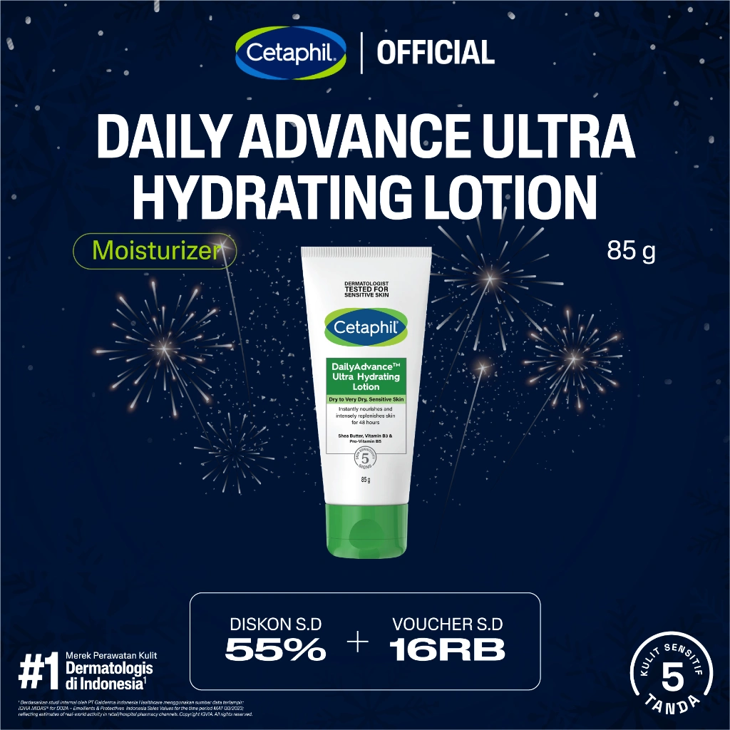 Cetaphil Daily Advance Ultra Hydrating Lotion 85g dengan Diperkaya Shea Butter Pelembap Perawatan Tubuh Cocok Untuk Kulit Kering dan Sensitif