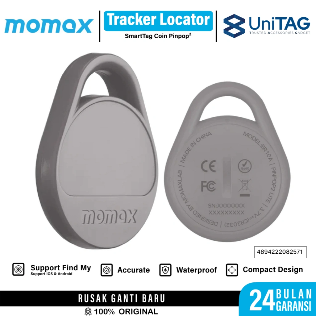 Momax Tracker For AirTag Pinpop² Lite Universal GPS Smart Find My Locator Pelacak Anti Hilang Mini