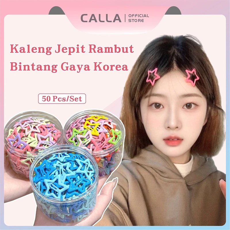 Calla Jepit Rambut Bintang Korea 50/100 pcs / kaleng / Jepit Rambut Bintang Berwarna-warni / Aksesori Rambut Bintang