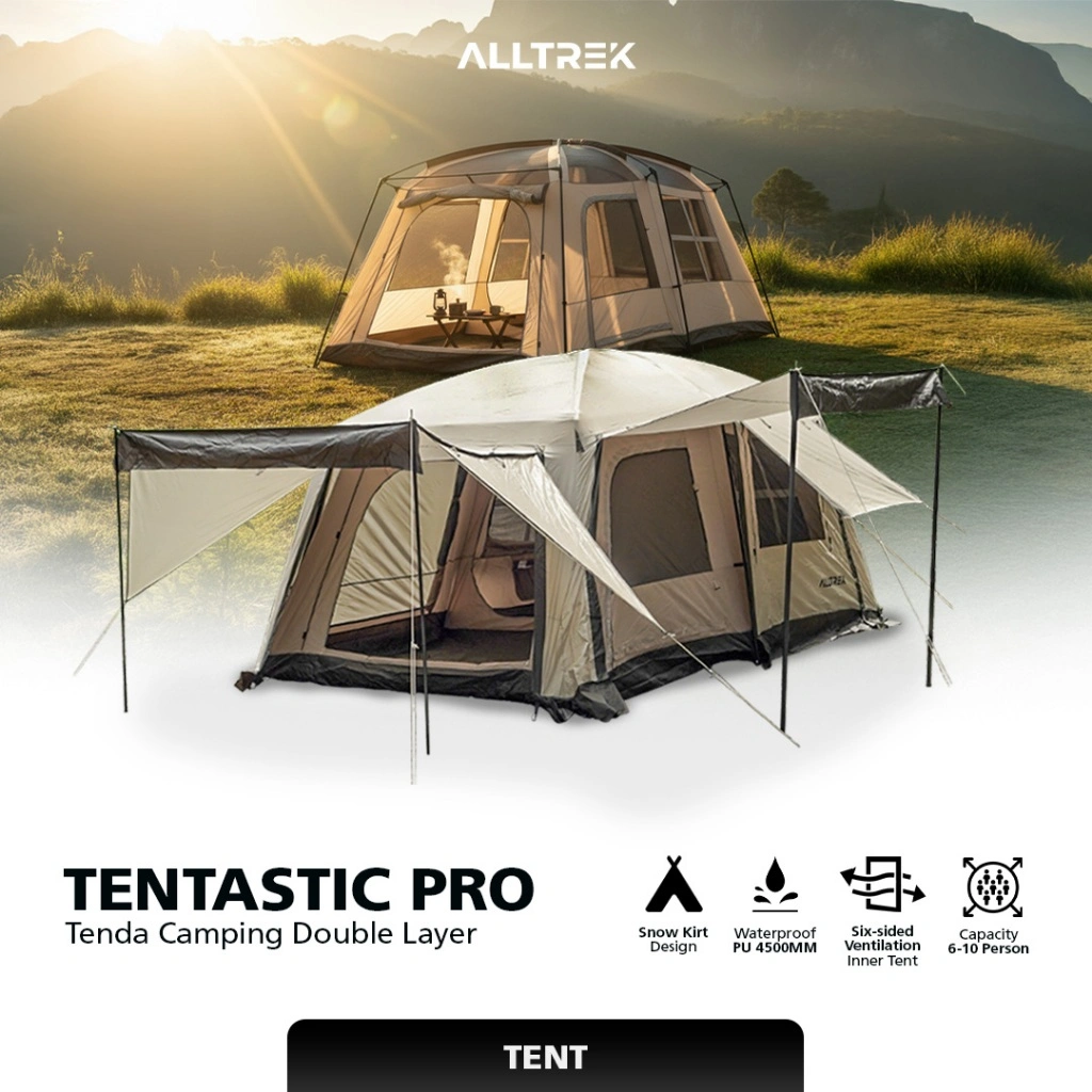ALLTREK Tenda Camping TENTASTIC Outdoor 1 Bedroom + 1 Guest Room Waterproof Tent