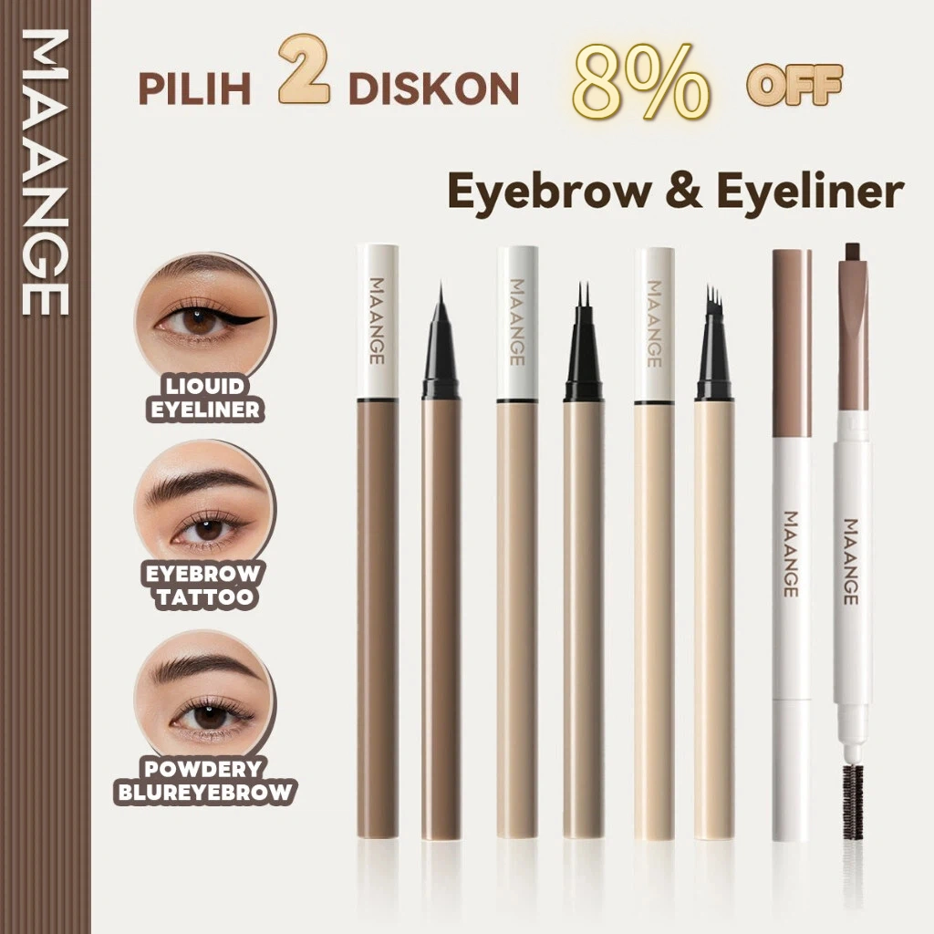 Liquid Eyebrow Pencil 2-Points Waterproof Long Lasting Anti Luntur Natural Eyebrow Riasan Mata Tahan Lama Eye Brow Pencil Eyeliner MG-E02