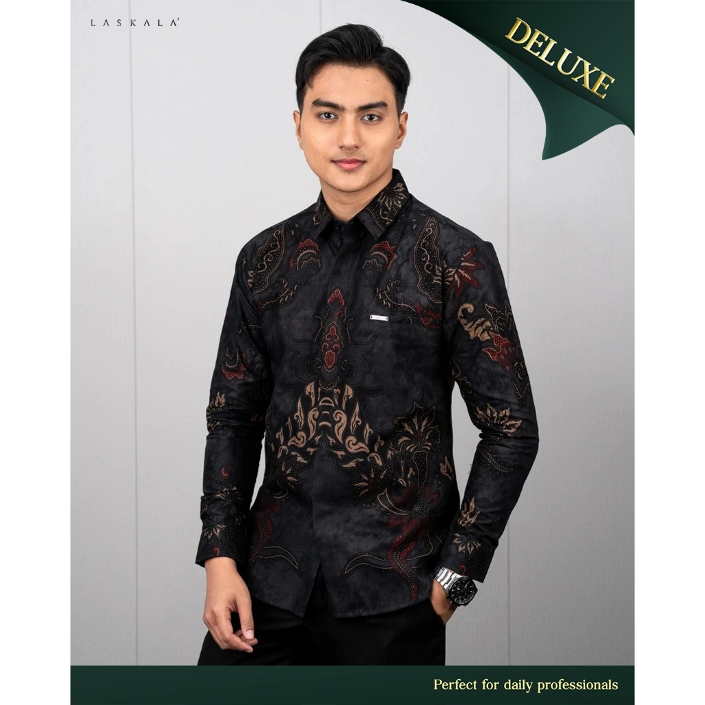 Laskala Batik Premium Kamal Kemeja Batik Pria Slimfit Lengan Panjang