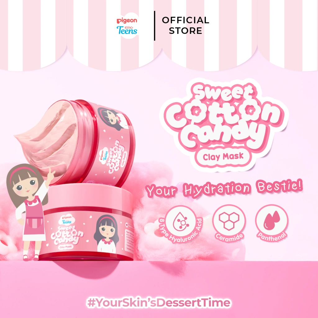Pigeon Teens Cotton Candy Clay Mask 60GR |Skincare Remaja | Skin Microbiome Balancing |Soft Creamy Texture & Non-Drying Formula