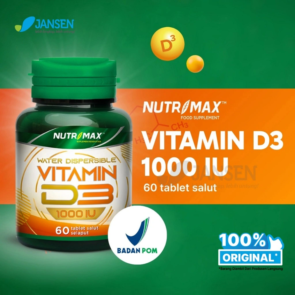 Nutrimax Vitamin D3 1000 IU - isi 60 Tablet - Memenuhi Kebutuhan Vitamin D Dengan Cepat
