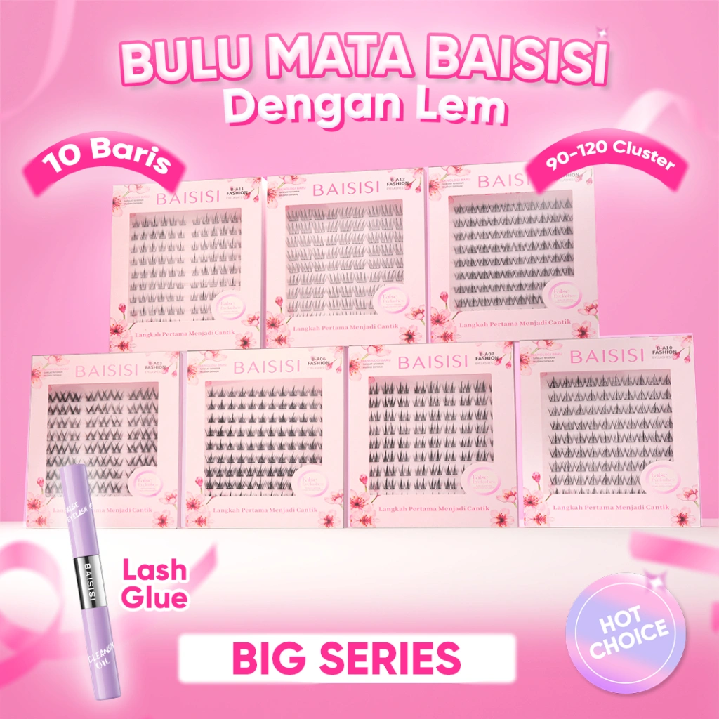 BAISISI Bulu Mata Palsu Individual Lashes bulumata SERIES A BIG SIZE + LASH GLUE Eyelash Extension