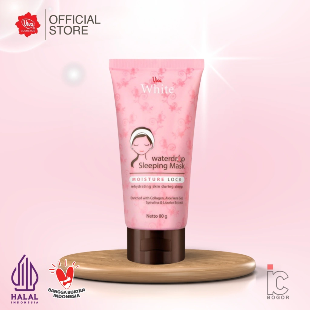 Viva White Waterdrop Sleeping Mask 80gr – Masker Malam Mencerahkan, Melembapkan & Anti Aging