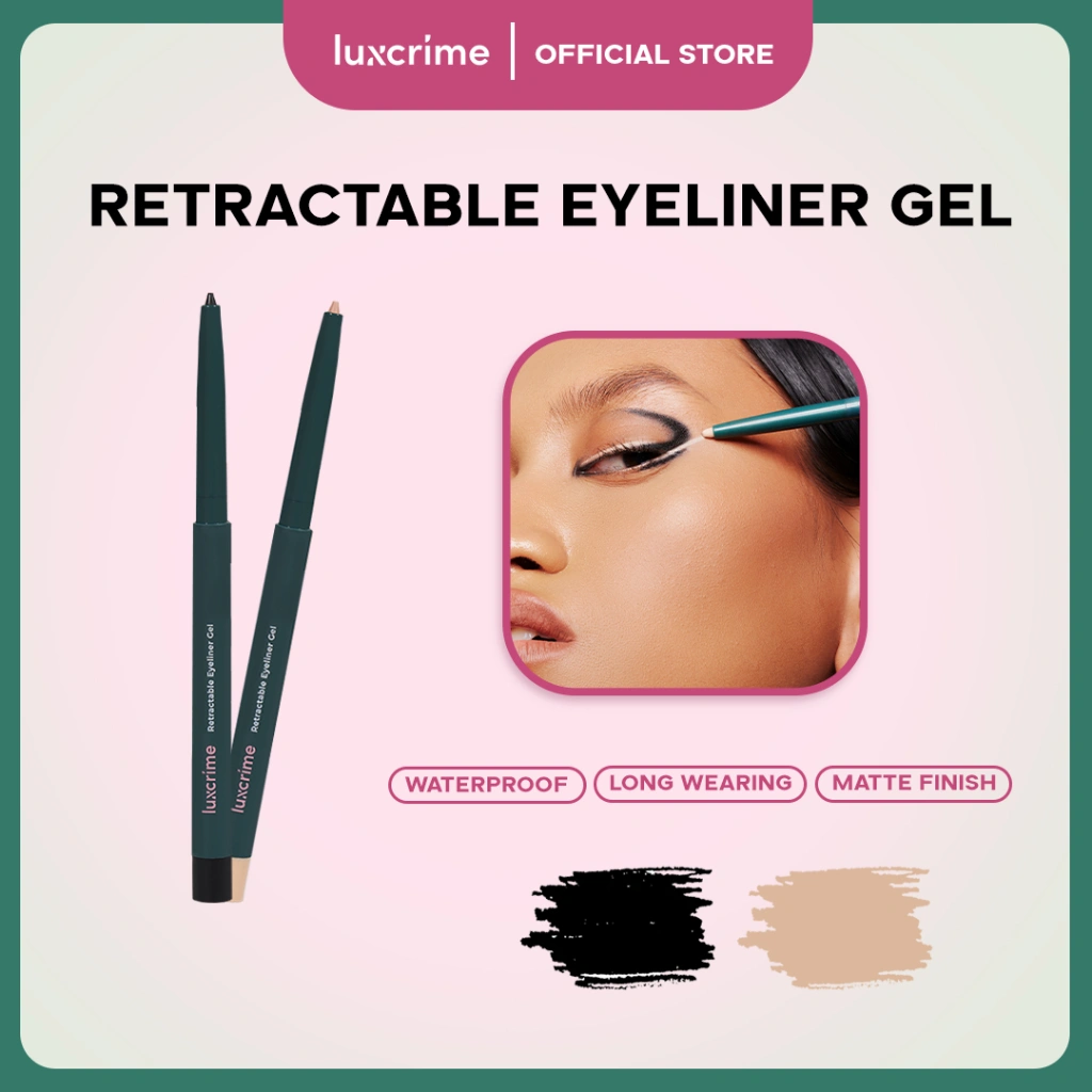 Luxcrime Retractable Eyeliner - Waterproof Tekstur Lembut Aman Untuk Mata Tahan 12 Jam