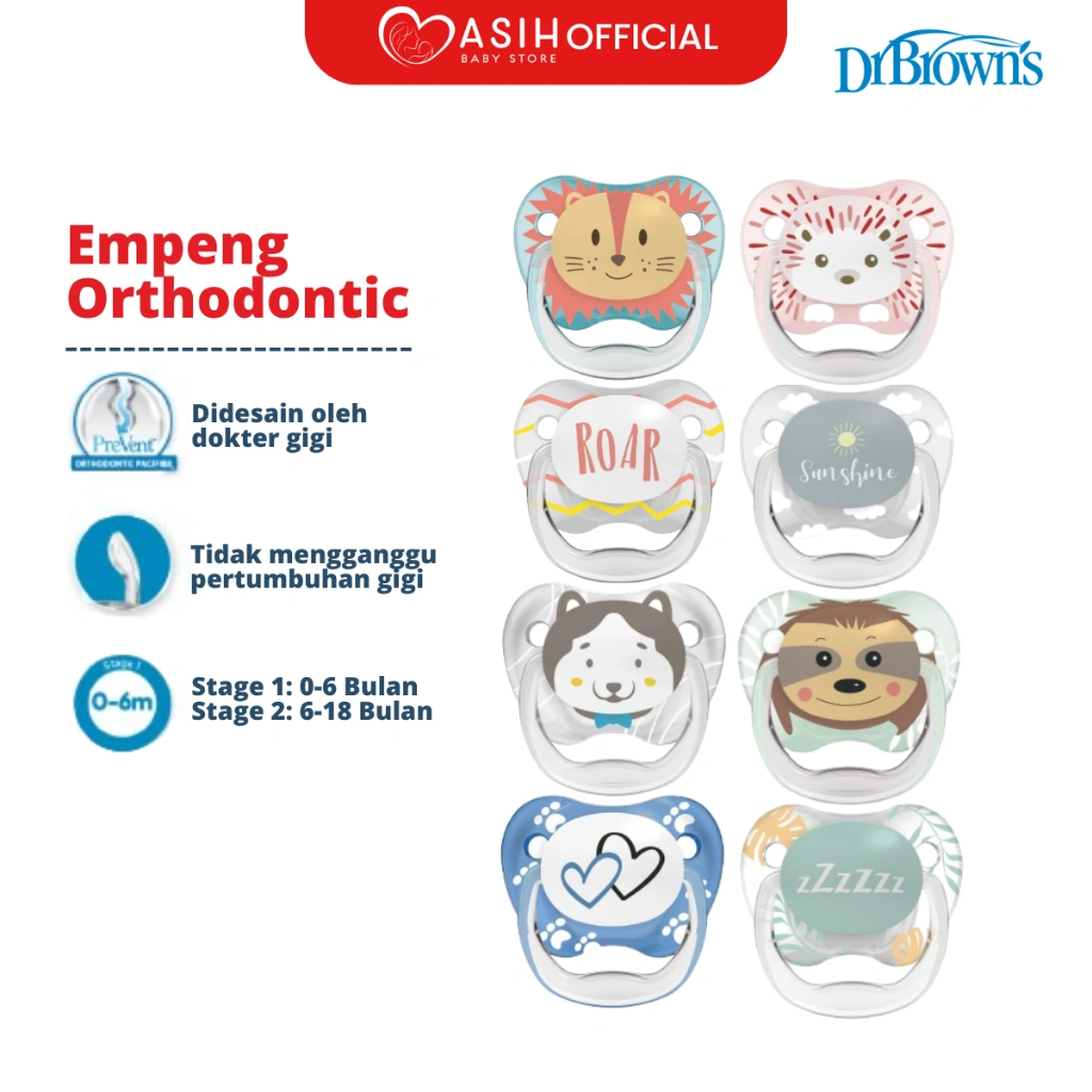 Dr Browns Prevent Pacifier Stage 1 2 Empeng 0-6 6-18 Bulan Anti Gigi Tonggos | Empeng Bayi 0 6 Bulan