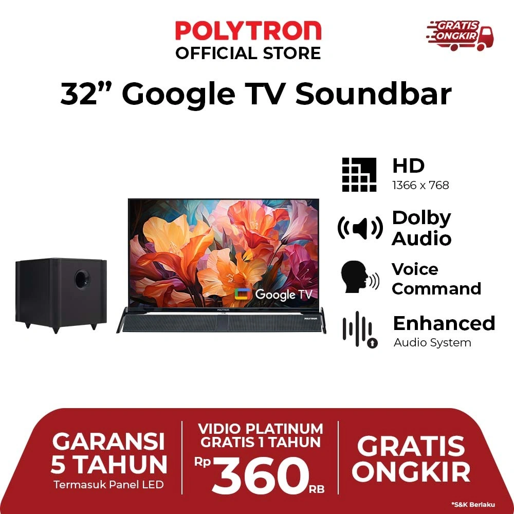 POLYTRON Smart Cinemax Google TV 32 inch PLD 32BG9058