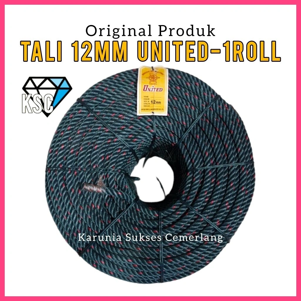 TALI UNITED 12MM 1ROLL / TALI TAMBANG 12MM / TAMPAR 12MM / TALI UNITED / TALI PROYEK