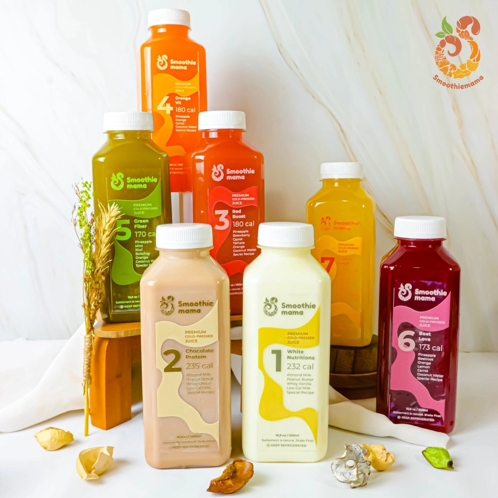 SMOOTHIEMAMA Paket Detox Juice Cold Pressed Super Intense 7 Bottles