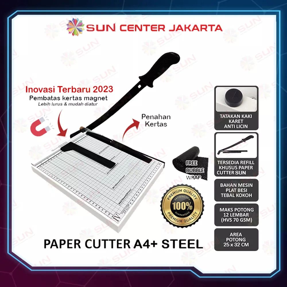 Paper Cutter A4 / A4+ ( Alat Potong / Mesin Pemotong Kertas HVS, Sticker, Dos, PVC ID Card, Yellow Board, Art Paper, Vinyl, Bontax Camel, Kertas Foto A4 Glossy Silky Glossy Photo Paper A5 A4)