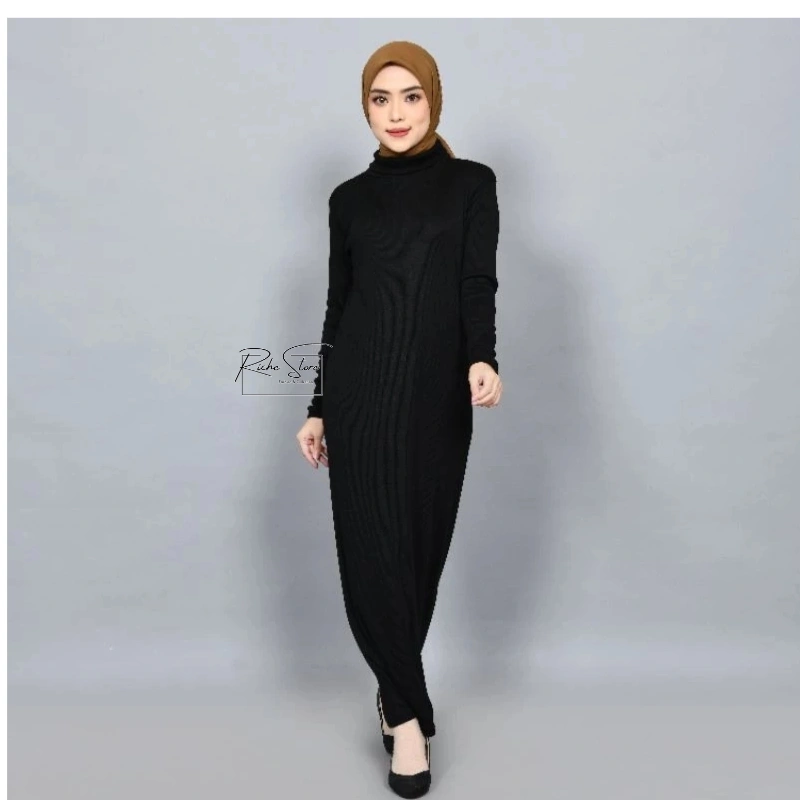 ALANNA DRESS KNIT iner manset lengan panjang basic turtleneck /maternity dres premium bumil friendly