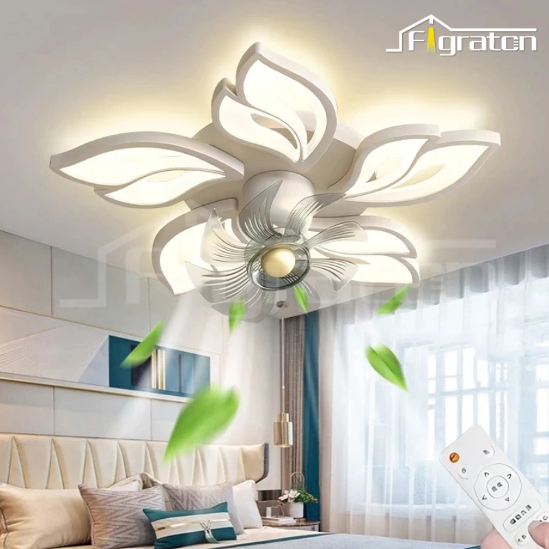 Rotasi 360° Lampu Kipas Angin Gantung Plafon Tak Terlihat Kamar Tidur Lampu LED Remote Control Kamar Anak Laki-laki dan Perempuan Kreatif Modern Sederhana Lampu Langit-langit Ruang Tamu Lampu Hias Rumah Restoran YUR