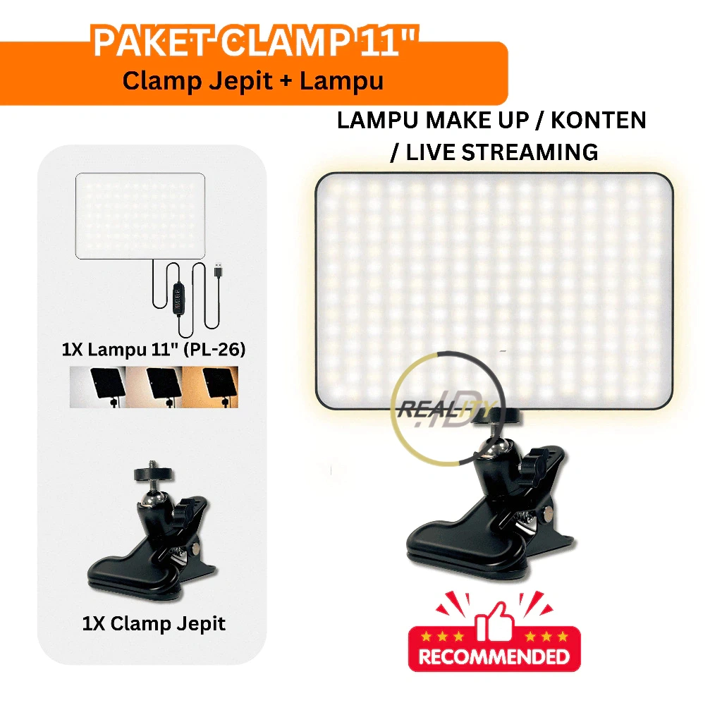[PAKET] LAMPU FOTOGRAFI MUA PL-26 11 INCH + CLAMP PENJEPIT KACA / LAMPU KONTEN KREATOR LIVE STREAMING MAKE UP PHOTOGRAPHY REALITY.ID