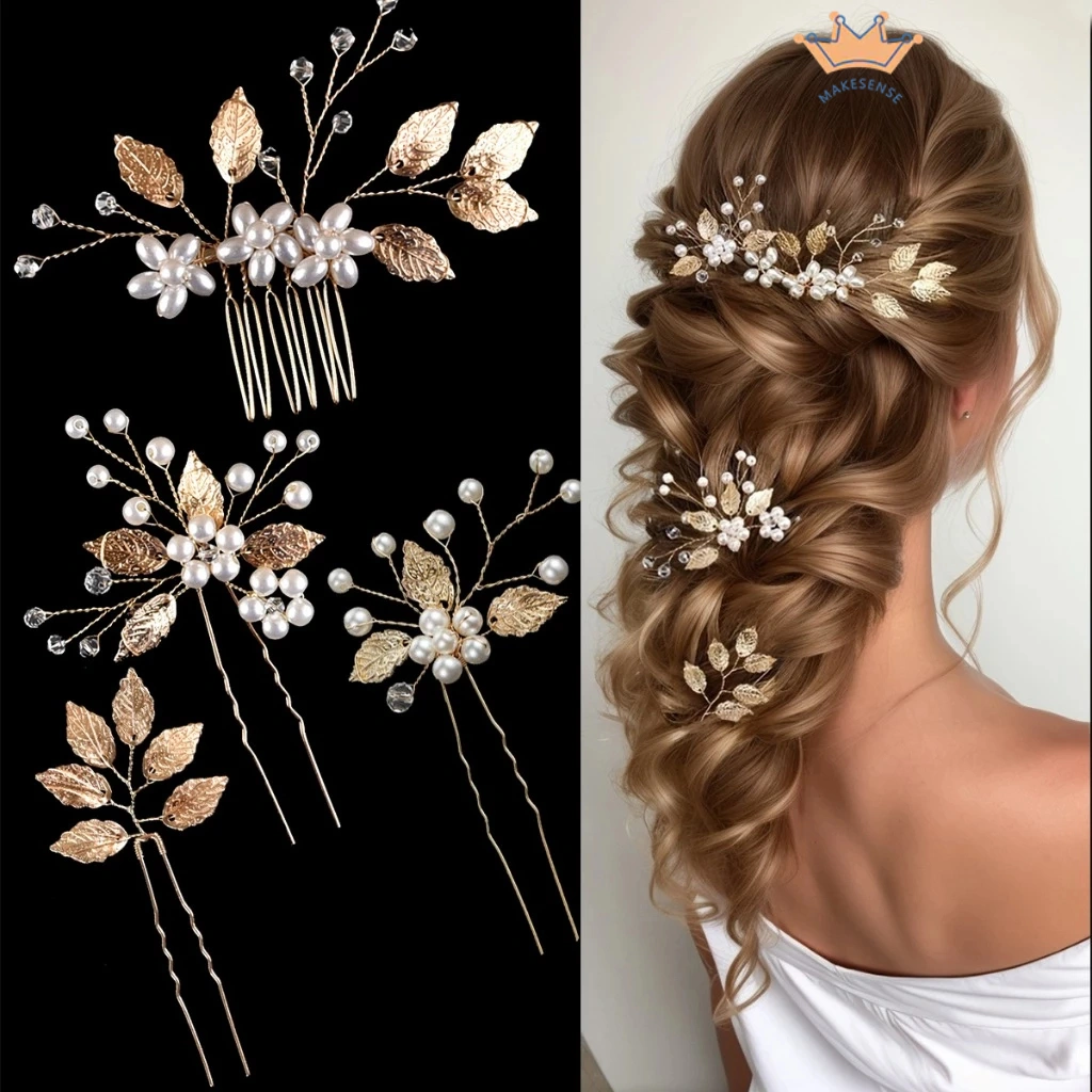 COD⭐Wedding Bridal/Tusuk Konde/Jepit Rambut Buatan Tangan Mutiara Kristal jepit Rambut Pin U Klip Korea Pernikahan Tiara MK