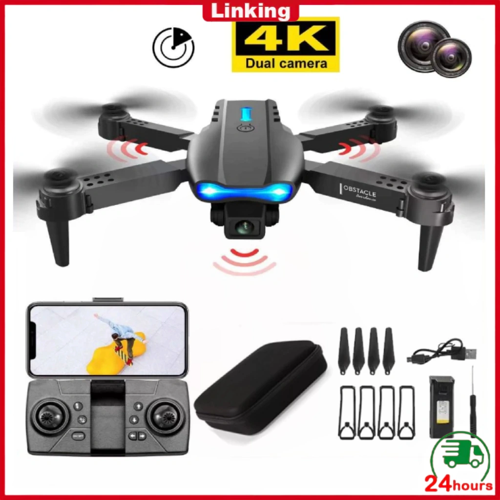 24 Jam Kirim COD Drone Kamera Rc Drone E99 Pro/ E88 Pro K3 Dengan Kamera HD Drone Drone Kamera Jarak Jauh Wifi FPV Dual Kamera Drone Foldabl Drone 4K Kamera Hd Posisi Visual Helikopter Remote Control Drone Murah