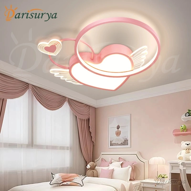 Lampu Kamar Anak Lampu Hias Anak Kartun LOVE &sayap dekorasi Lampu Plafon kamar Perlindungan mata LED 3 warna Lampu Langit-Langit Kamar Anak Kamar Tidur CHO