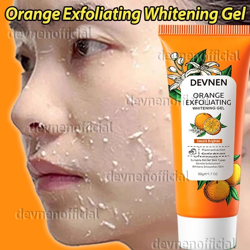 Orange Exfoliating Whitening Gel Eksfoliasi Wajah Pemutih Wajah 50g Mengangkat Kulit Mati Pada Wajah Dan Tubuh Remove Blackheads Acne Brightening & Smooth Facial Peeling Gel