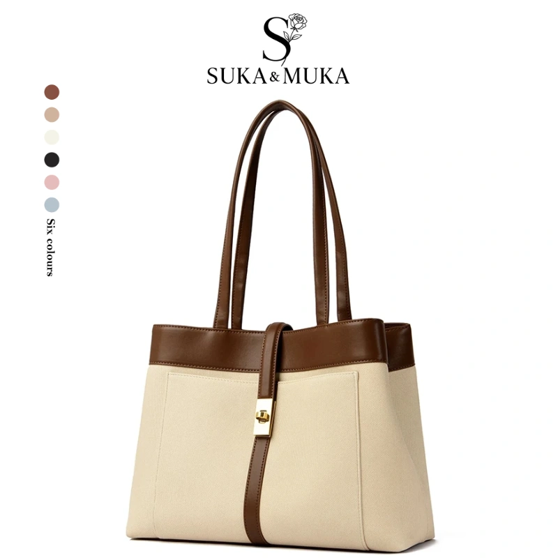 SUKAMUKA Tas wanita tote large capacity kapasitas besar canvas work shoulder bag ESU